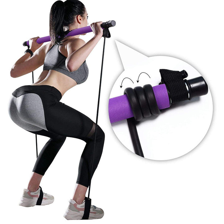 Pilates bar with resistance bands