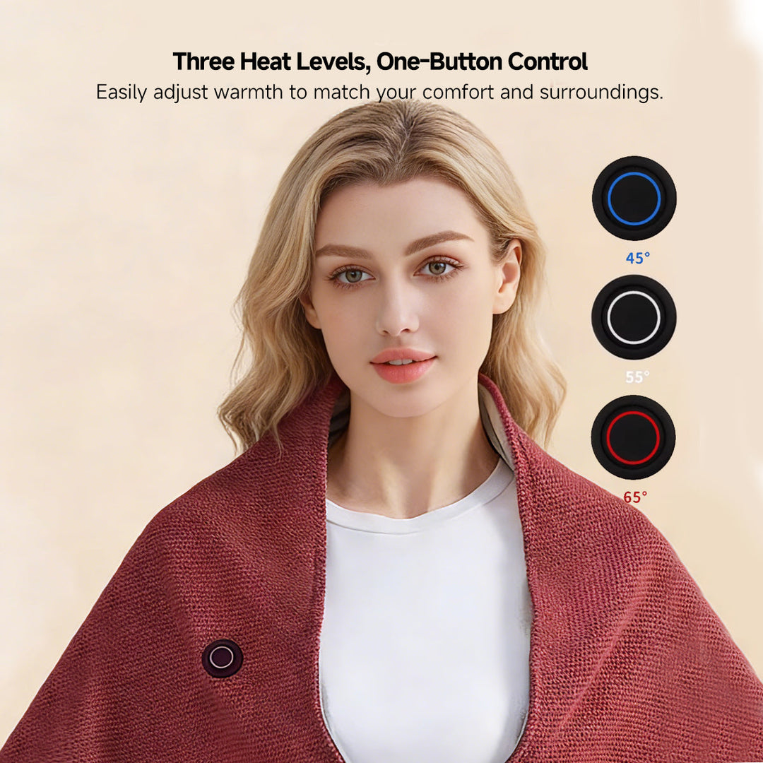 Warmfell™ Heated Hooded Shawl with Zip and 3 Heat Settings