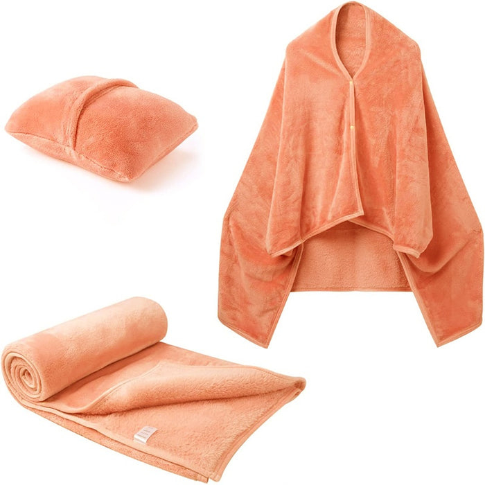 Warmfell 3-in-1 Fleece Blanket Shawl that Folds into a Cushion