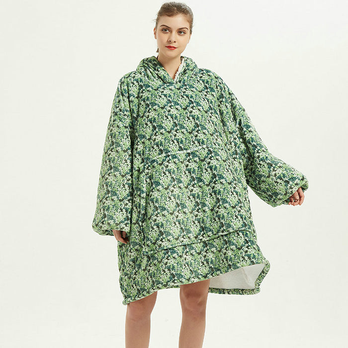 Warmfell Oversized printed blanket hoodie in double-layer fleece