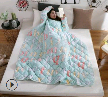 Winter Lazy Quilt with Sleeves, Wearable Blanket for Bed
