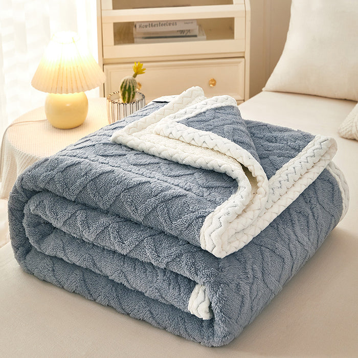 Warmfell Double-Layer Coral Fleece Blanket with Sherpa Reverse