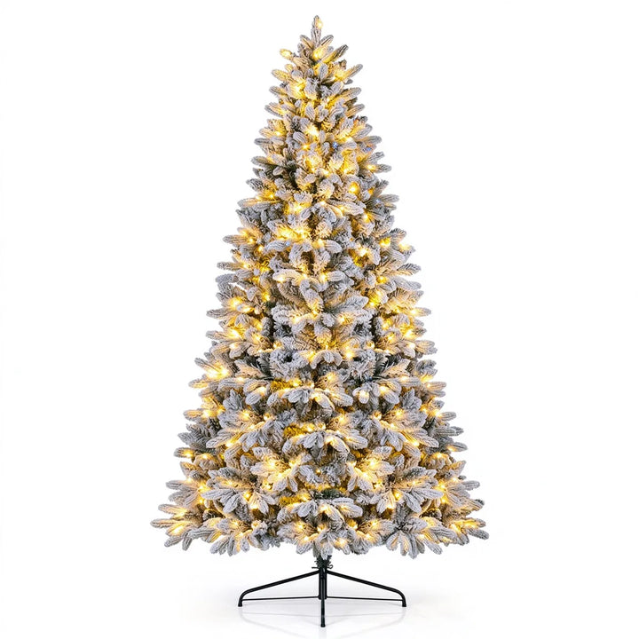 Flocked half Christmas tree with lights