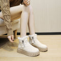 Women's Plaid Platform Ankle Boots with Side Zip, Plush Lined