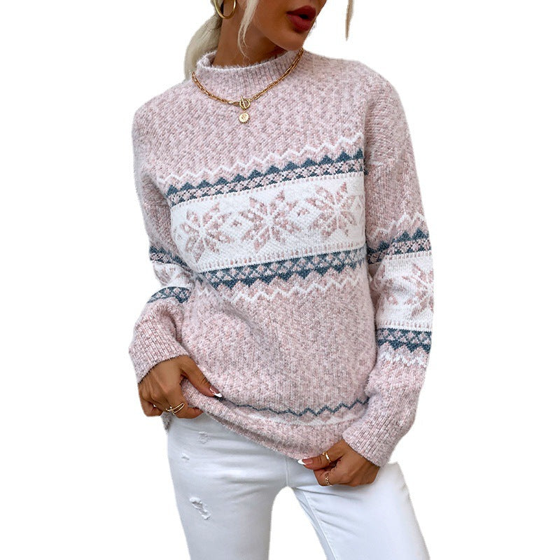 Snowflake Jumper – Women's Half Turtleneck Knit