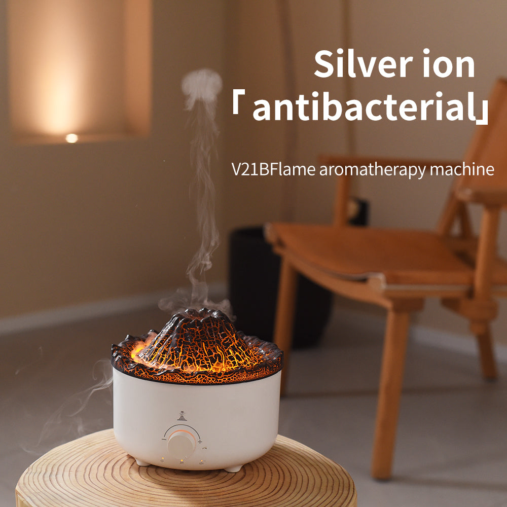Small Silent Volcano Flame Humidifier With Remote, USB Diffuser