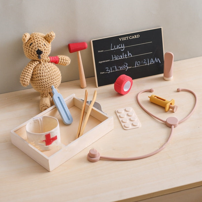 Warmfell Wooden doctor kit with stethoscope and play tools