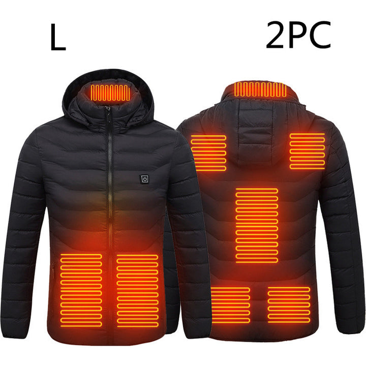 USB Heated Jacket With Hood And 8 Heating Zones, Two-Piece Pack