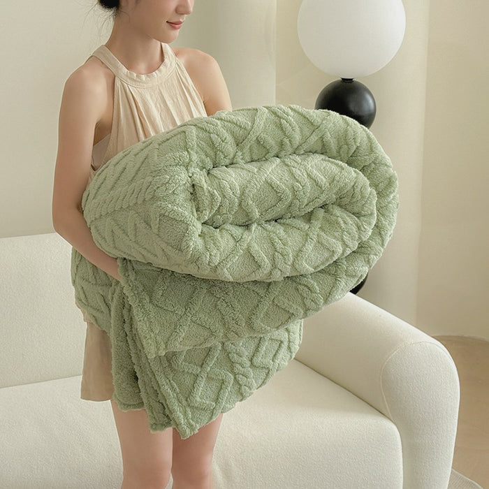 Warmfell Tufted Velvet Throw Blanket with 3D Pattern