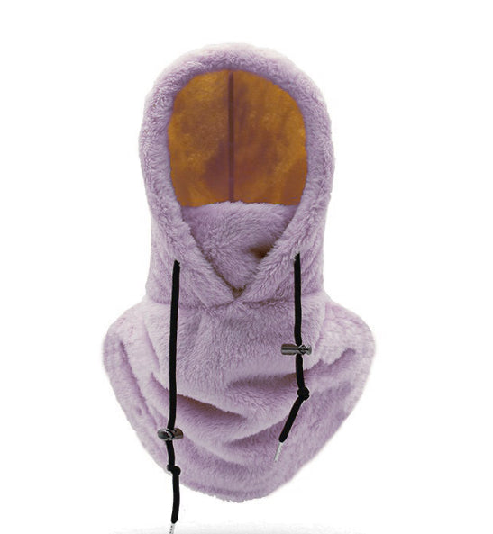 Warmfell Plush Fleece Hood with Neck Scarf and Drawstring