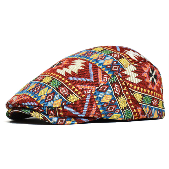 Warmfell Patterned Flat Cap with Ethnic Jacquard