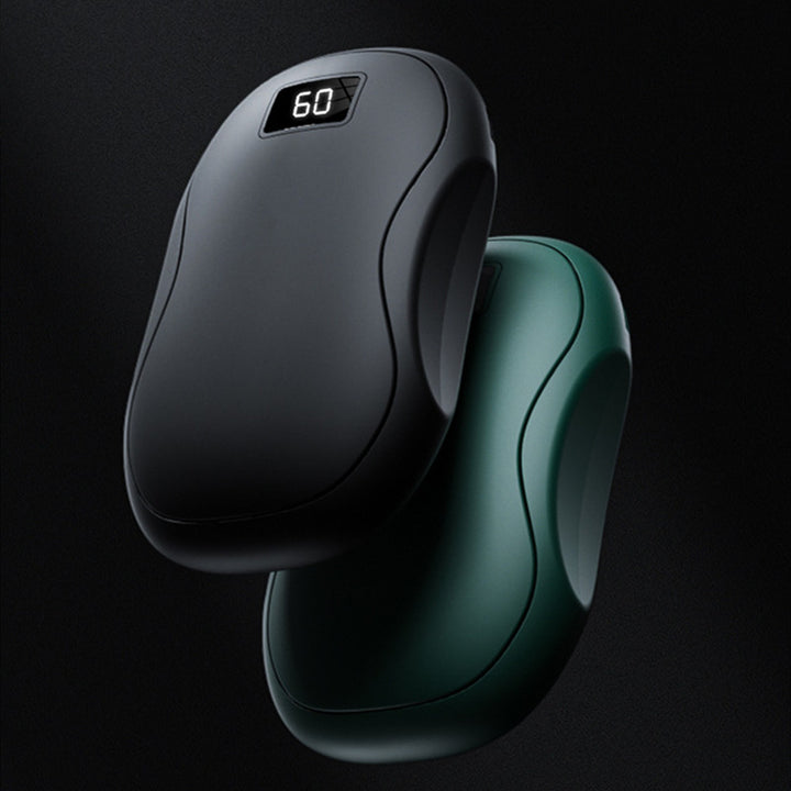 Black mini hand warmer with digital display