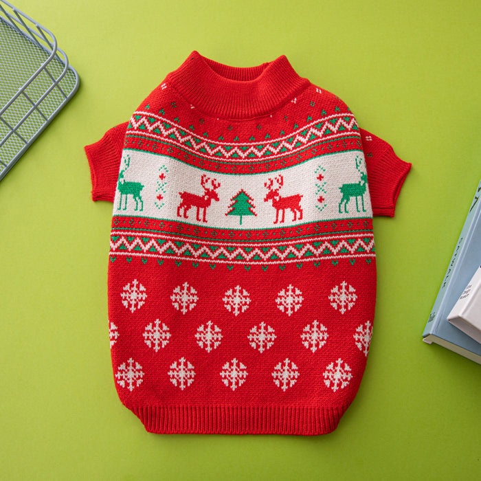 Warmfell Knitted Christmas dog jumper with festive pattern