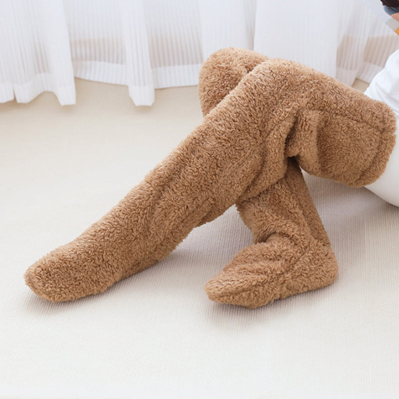 Warmfell™ Fluffy Long Knee Warmer Socks with Open-Toe Design