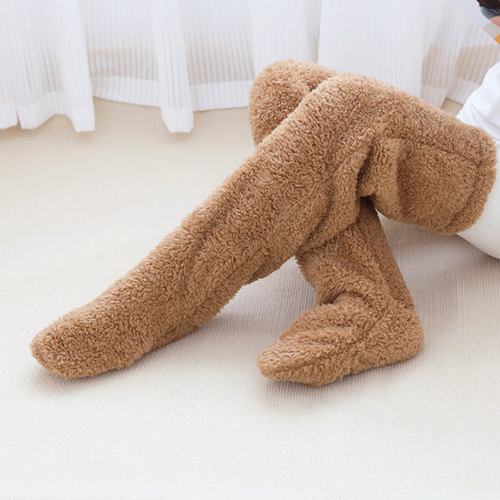Warmfell™ Fluffy Long Knee Warmer Socks with Open-Toe Design
