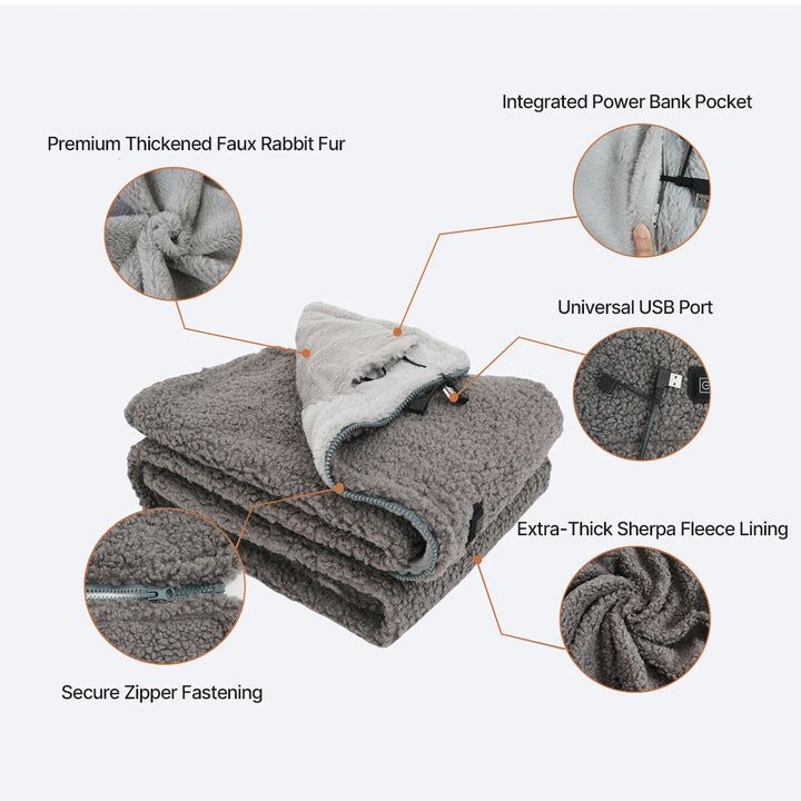 Warmfell™ Sherpa Heated Throw Blanket with 3 Heat Levels