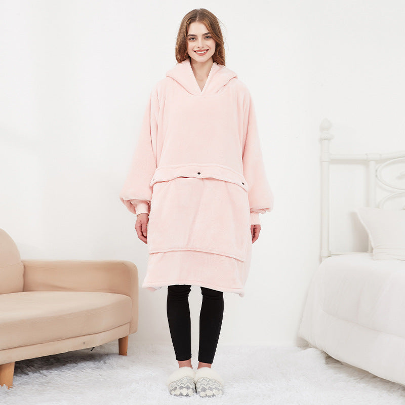 USB Heated Hoodie Blanket – Oversized Flannel and Sherpa