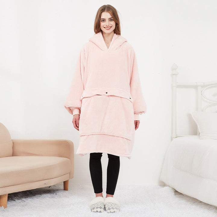 USB Heated Hoodie Blanket – Oversized Flannel and Sherpa