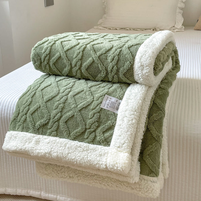 Warmfell Cable-Knit Blanket with Sherpa Fleece Border
