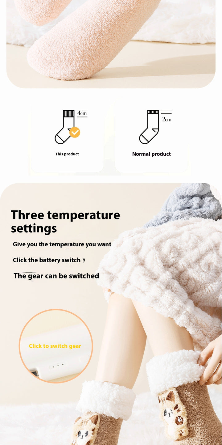 Fleece-lined heated socks with duck design