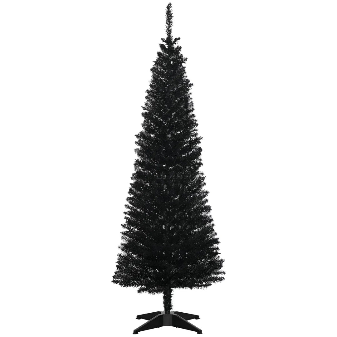 Slim black pencil Christmas tree on stand