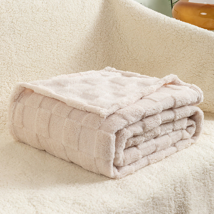 Warmfell Checked Jacquard Plush Throw, Machine Washable