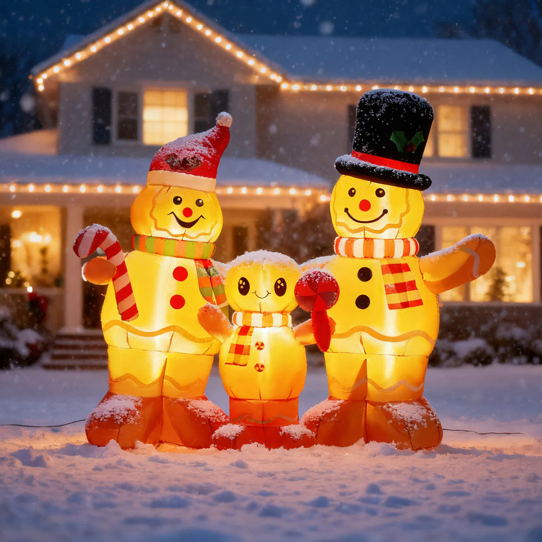 Inflatable gingerbread family of three figures