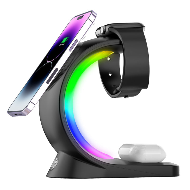 Wireless charging station with RGB light