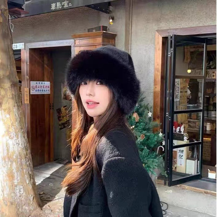 Warmfell Fluffy Faux Fur Hat with Rolled Brim