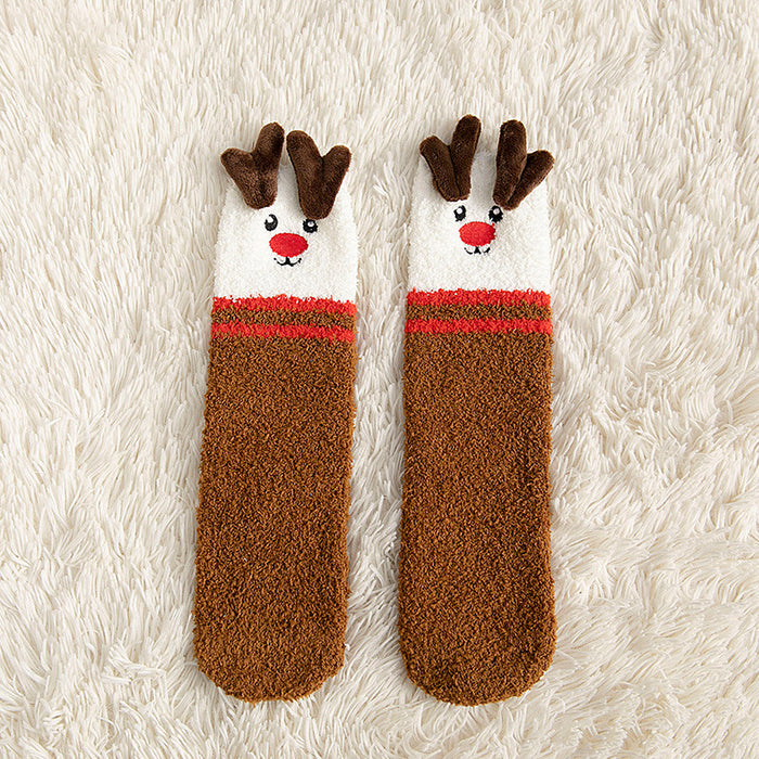 Warmfell Kids Fluffy Christmas Bed Socks with 3D Ears