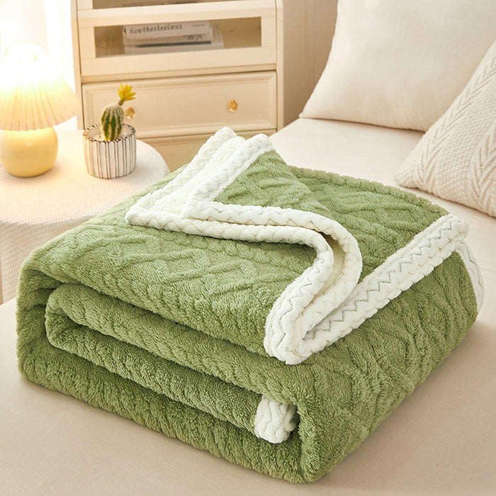 Warmfell Double-Layer Coral Fleece Blanket with Sherpa Reverse