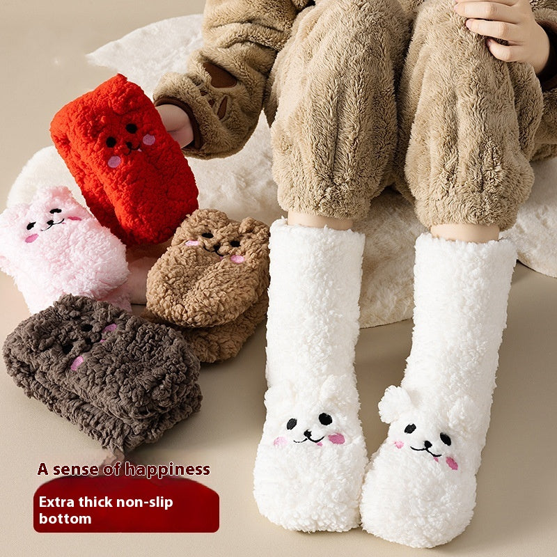 Winter Velvet Floor Socks For Women, Thick Coral Velvet, Free Size
