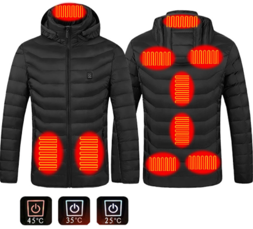 Warmfell Soft shell heated coat with removable hood and 3 heat settings