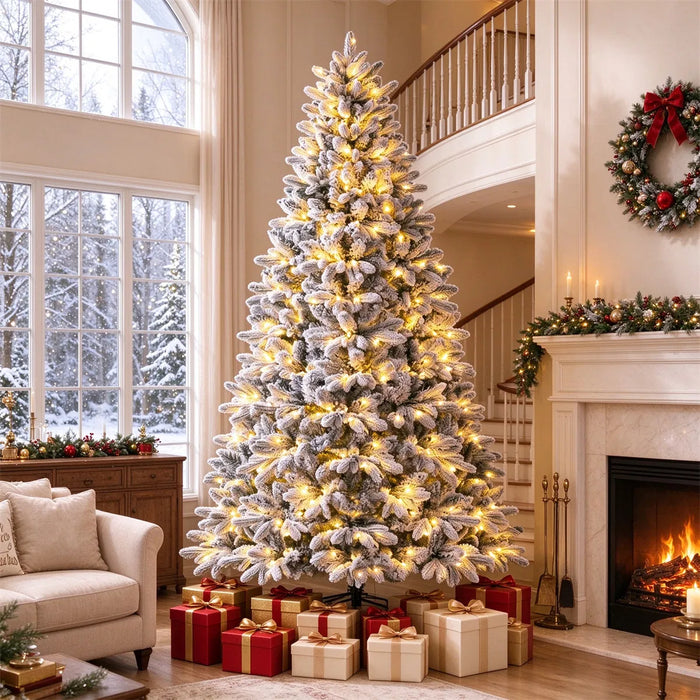 Warmfell Flocked Half Christmas Tree with 240 LEDs, 7ft
