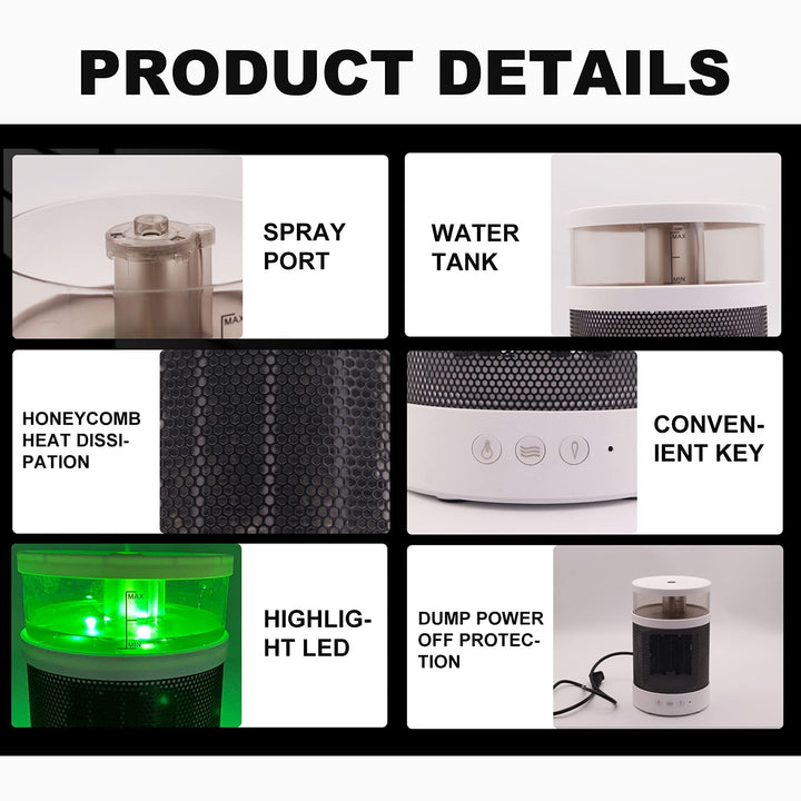 3 In 1 Space Heater With Humidifier And Colourful Night Light