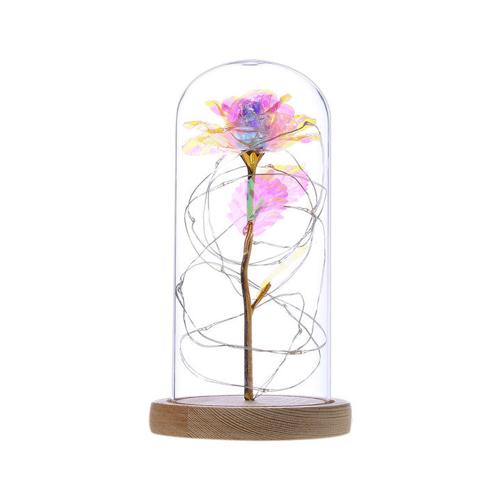 Enchanted rose in a glass dome with LED lights