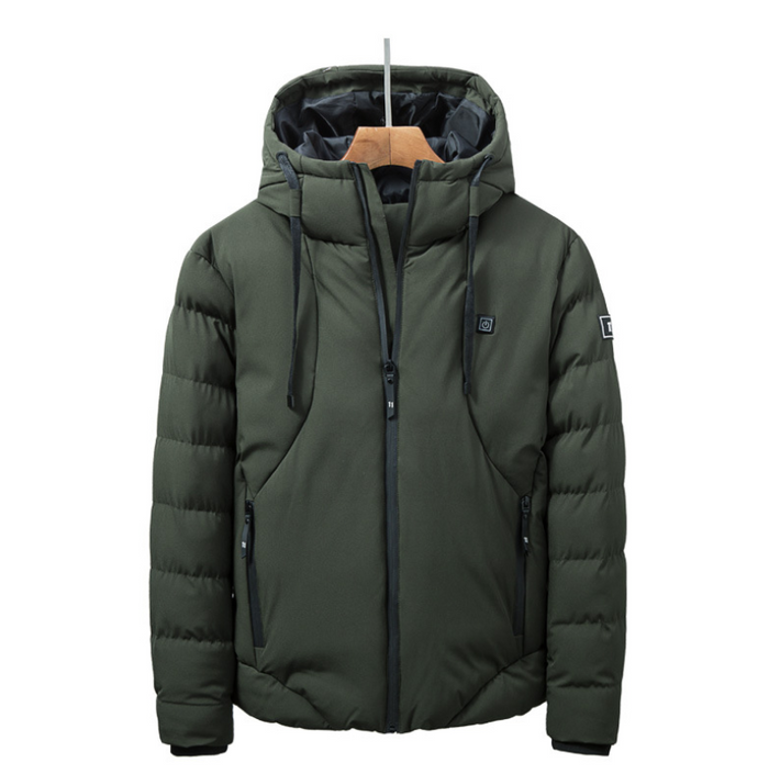 Warmfell Hooded heated puffer coat with three heat settings, up to 7XL