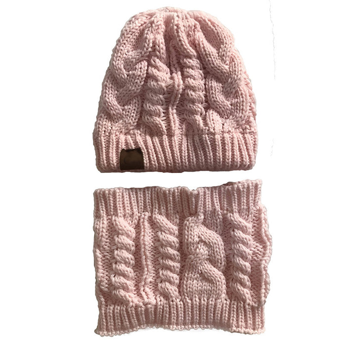 Warmfell Knitted hat and snood set for women with ponytail opening