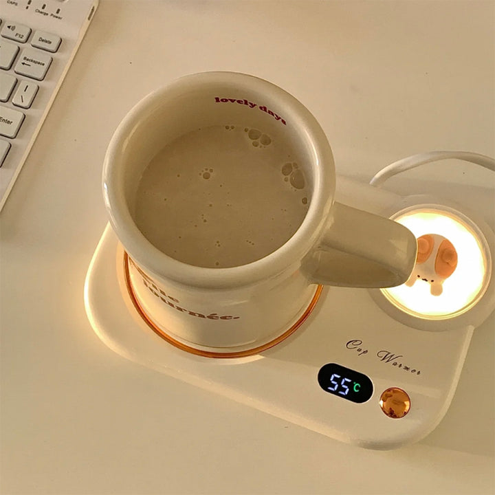 Cup warmer with glowing pet night light dome