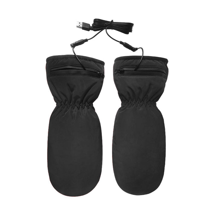 Warmfell USB Heated Mittens, Windproof with Zip Pocket