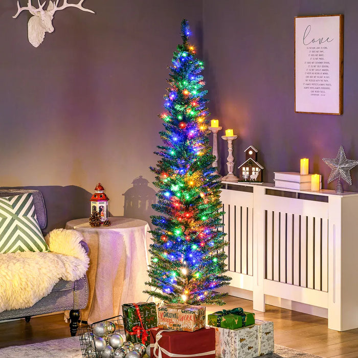 Warmfell Green Pencil Christmas Tree with 150 Multicoloured LEDs