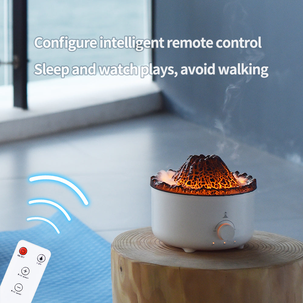 Small Silent Volcano Flame Humidifier With Remote, USB Diffuser
