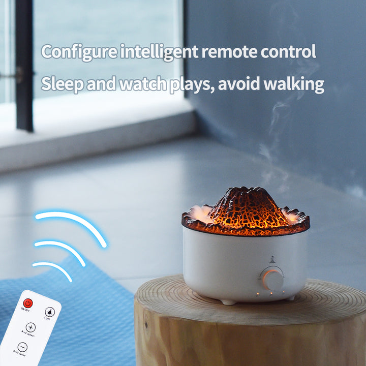 Small Silent Volcano Flame Humidifier With Remote, USB Diffuser