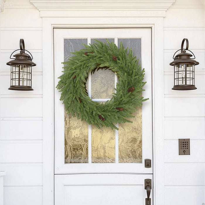 Warmfell Rustic Norfolk Pine Christmas Wreath with Pine Cones