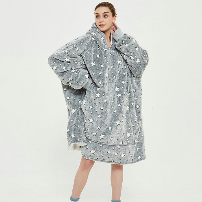 Warmfell Oversized printed blanket hoodie in double-layer fleece