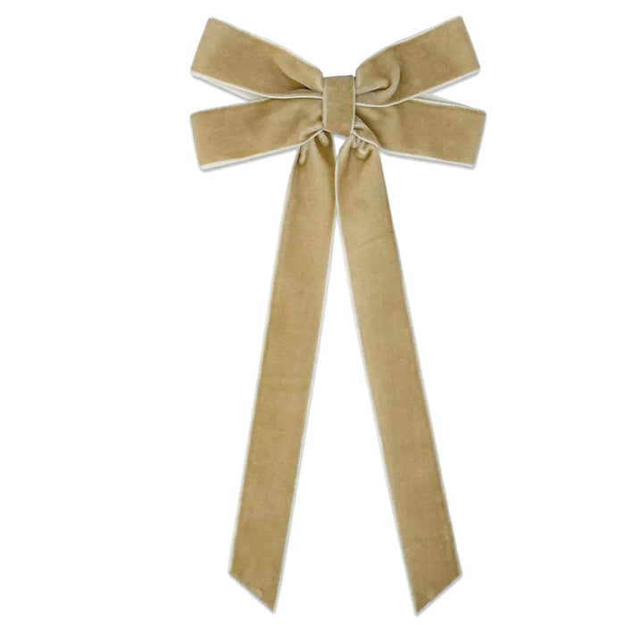 Warmfell Velvet Christmas bow with long tails and gold cord