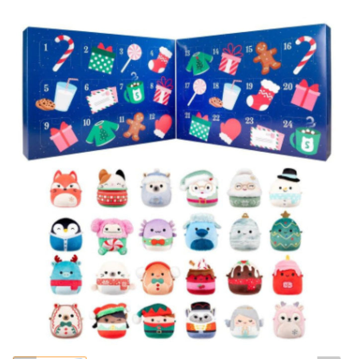 Christmas advent calendar with plush mini characters