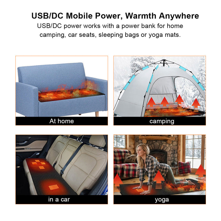 Warmfell™ Quilted 5-Zone Heated Pad with USB Power