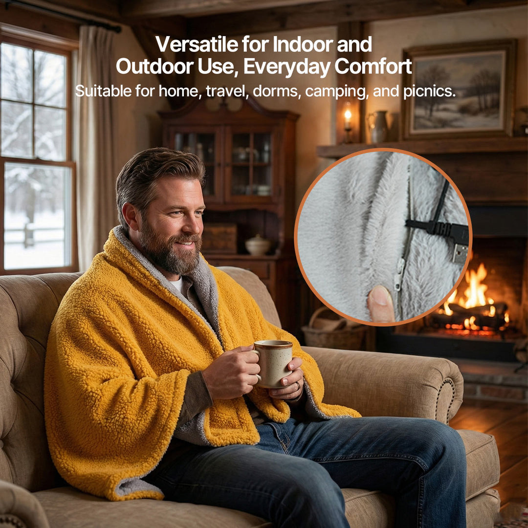 Warmfell™ Sherpa Heated Throw Blanket with 3 Heat Levels
