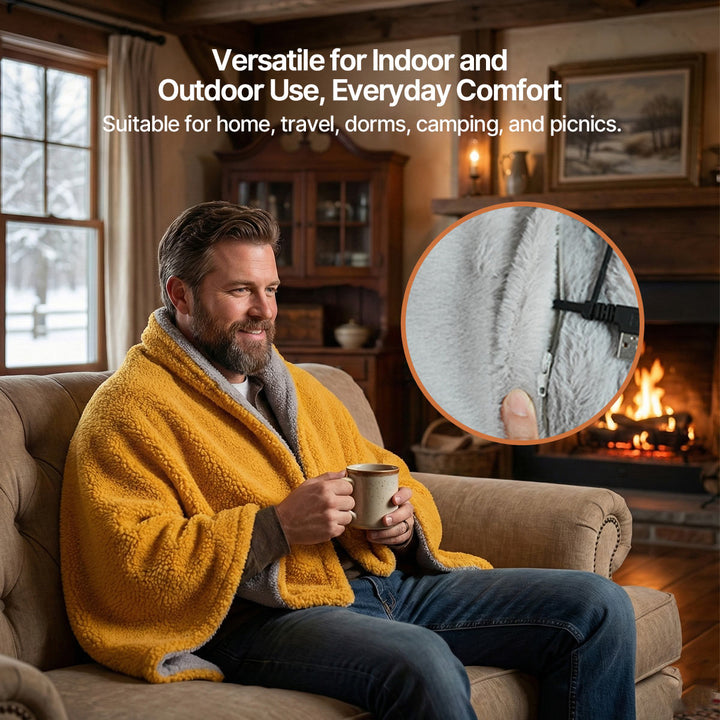 Warmfell™ Sherpa Heated Throw Blanket with 3 Heat Levels